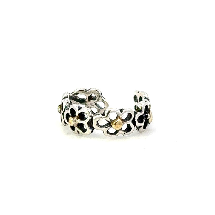 Flower Stud Sterling Silver Earrings Accented with Alaskan Gold Nuggets