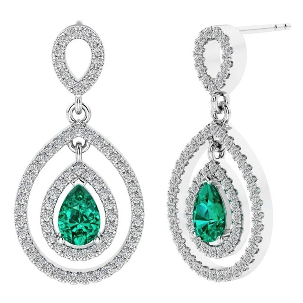 Dangle Earrings Silver Colored Stones