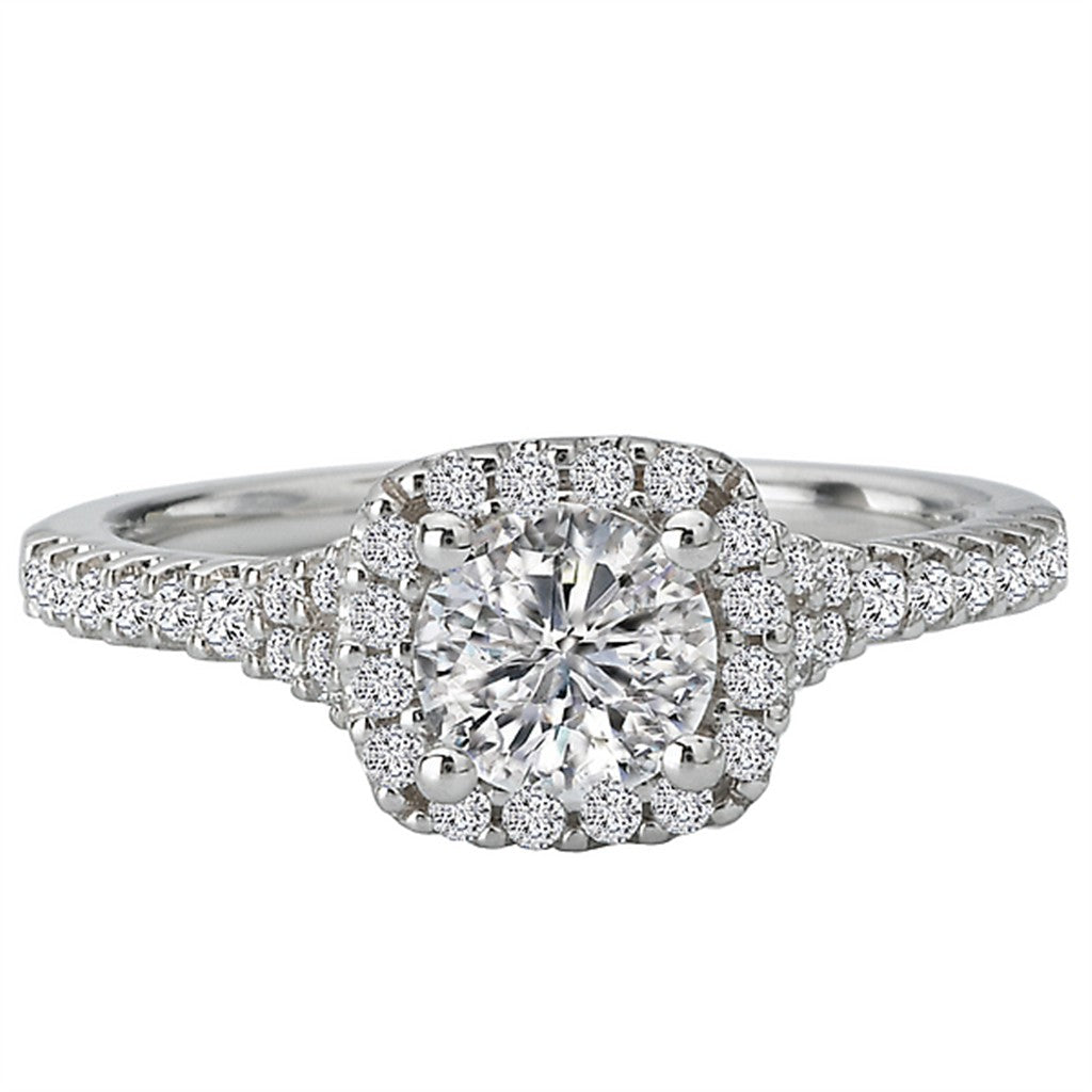 Halo Style Diamond Engagement Ring Sterling Silver White 
(Center Stone Not Included)