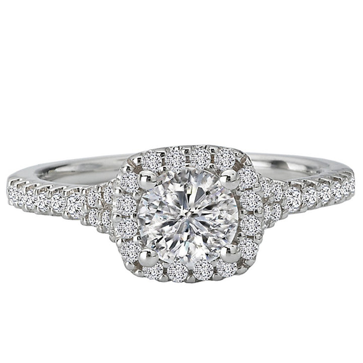 Halo Style Diamond Engagement Ring Sterling Silver White 
(Center Stone Not Included)