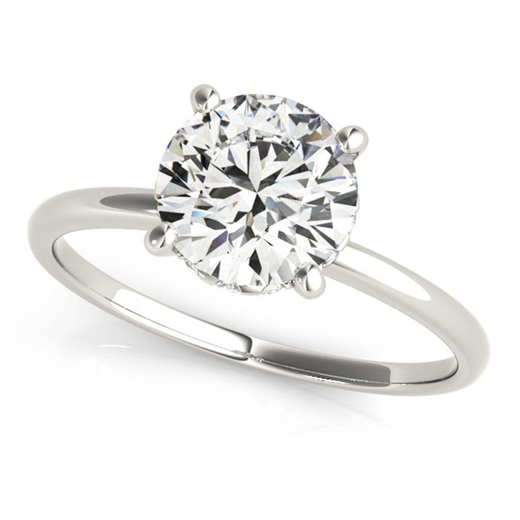 Solitare Style Diamond Engagement Ring Alloy White 
(Center Stone Not Included)