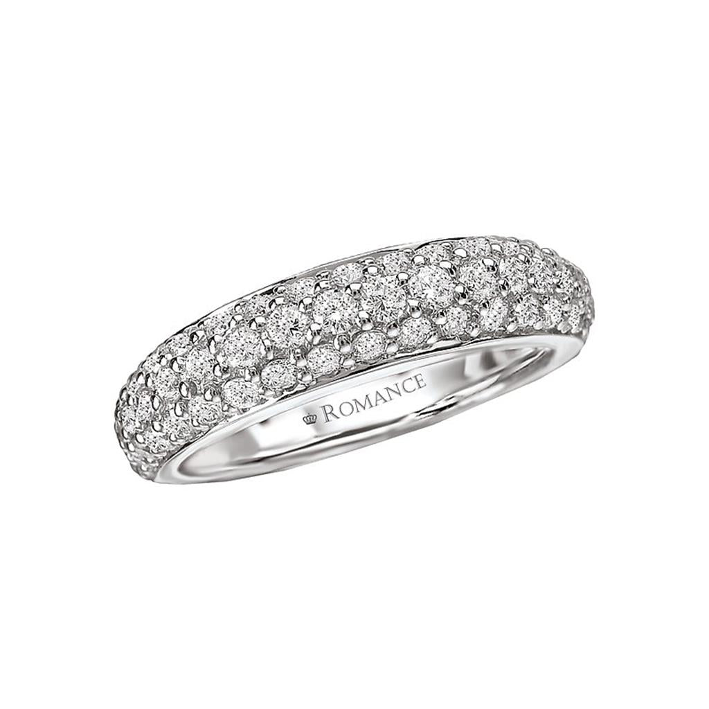 Straight Channel Style Diamond Wedding Band 18 KT White with Diamonds size 6