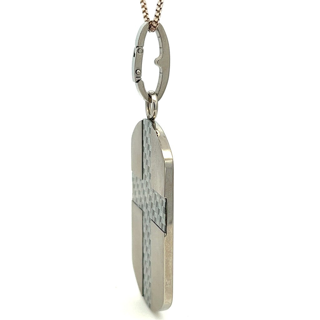 Drop Style Carbon Fiber Pendant Alt Metal Stainless Steel White