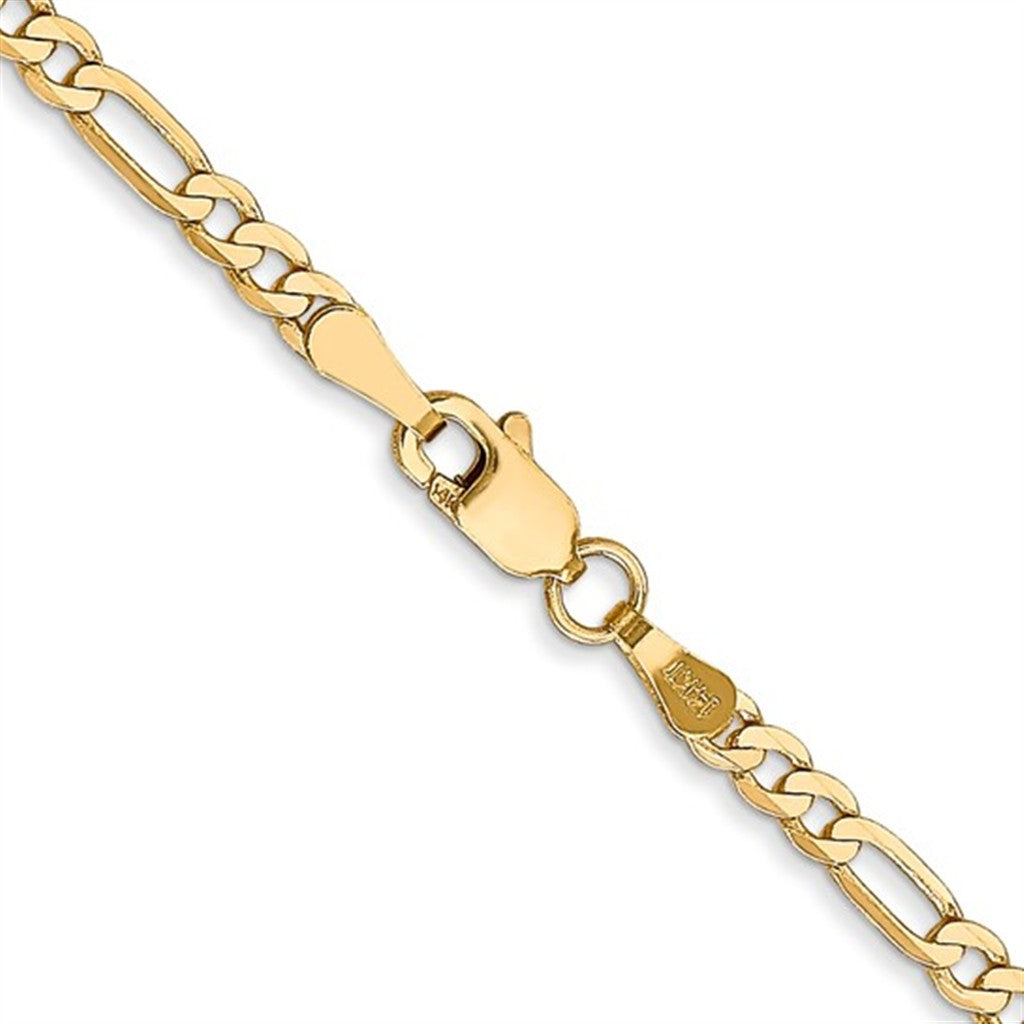 14 Karat 2.75 MM Figaro Chain 18" Long