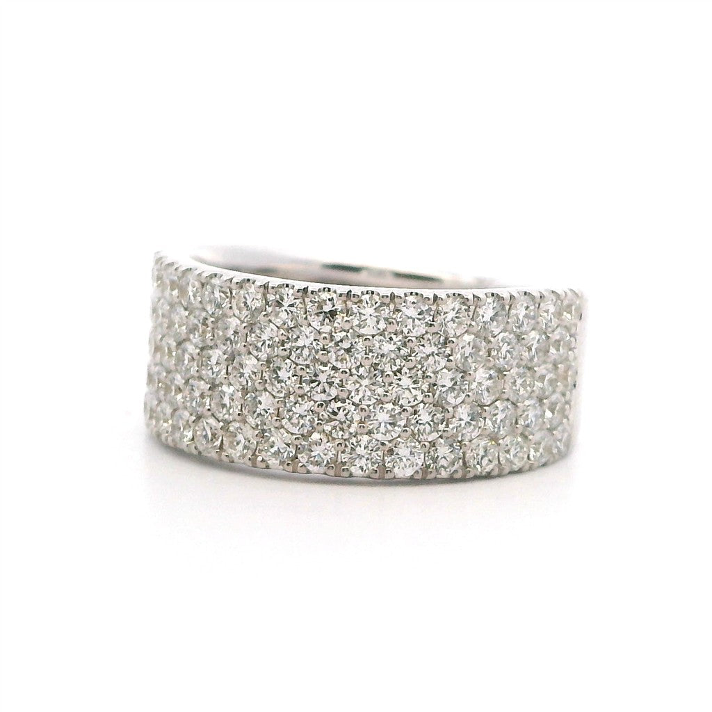 Cigar Band Style Fashion Ring 14 Karat White with Diamonds size 7