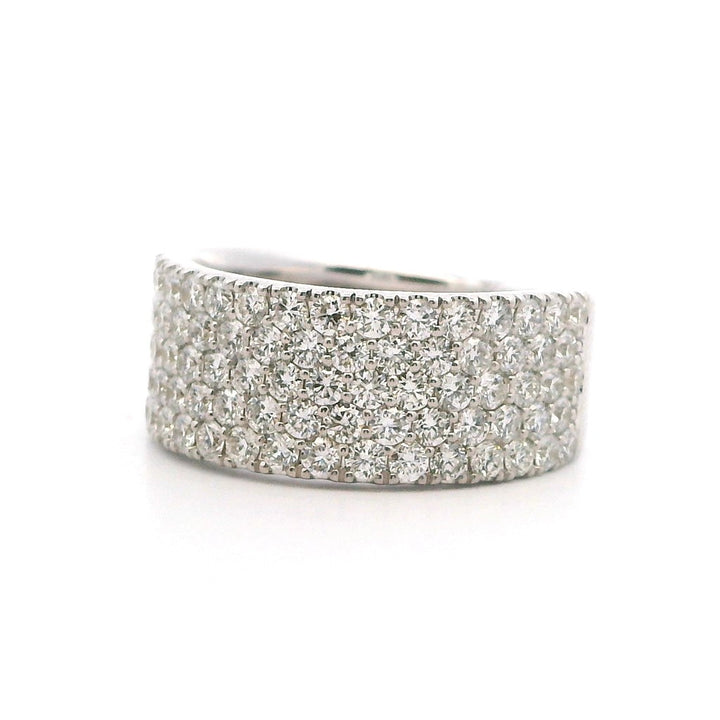 Cigar Band Style Fashion Ring 14 Karat White with Diamonds size 7
