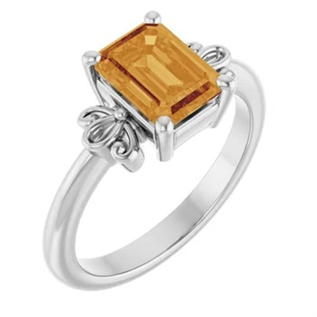 Solitare Engagement Ring White Continuum Silver For A 1.23 Carat Various Shapes Center Stone