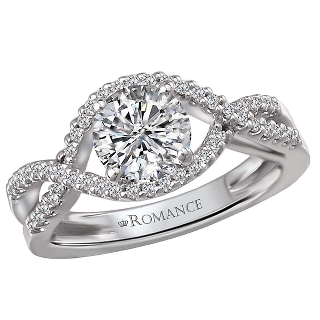 Bypass Style Diamond Engagement Ring Sterling Silver White 
(Center Stone Not Included)