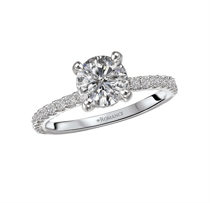 Solitare Accent Style Diamond Engagement Ring Sterling Silver White 
(Center Stone Not Included)