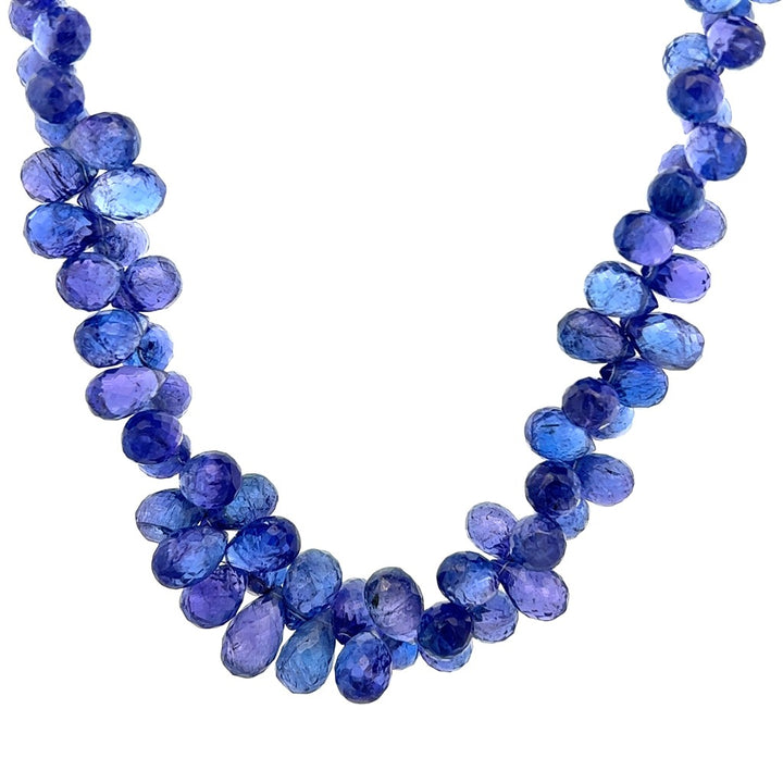 Bluish Violet Tanzanite Nugget Bead Necklace With a 14 Karat Gold Clasp 18" Long