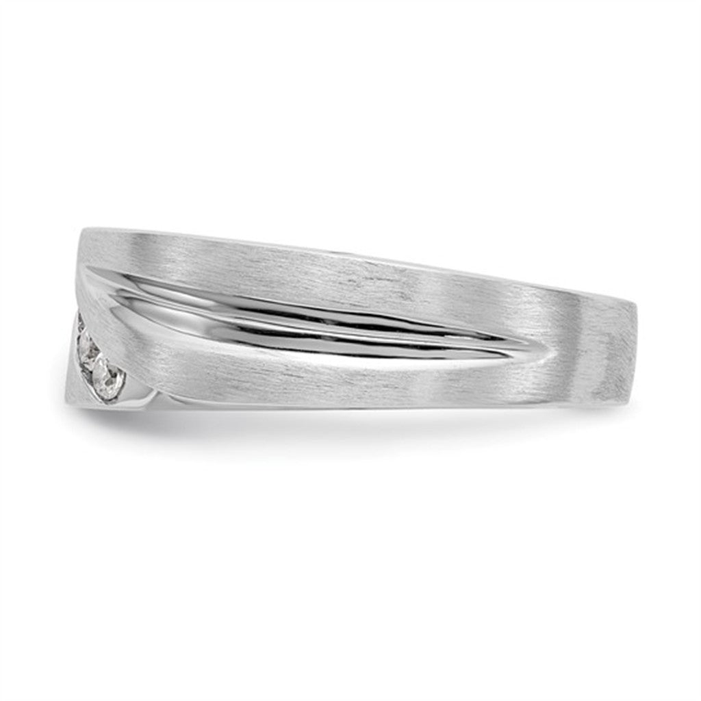 Channel Set Style Wedding Band Lab Diamond (Mens) 14 Karat Gold White with Lab Diamonds size 10