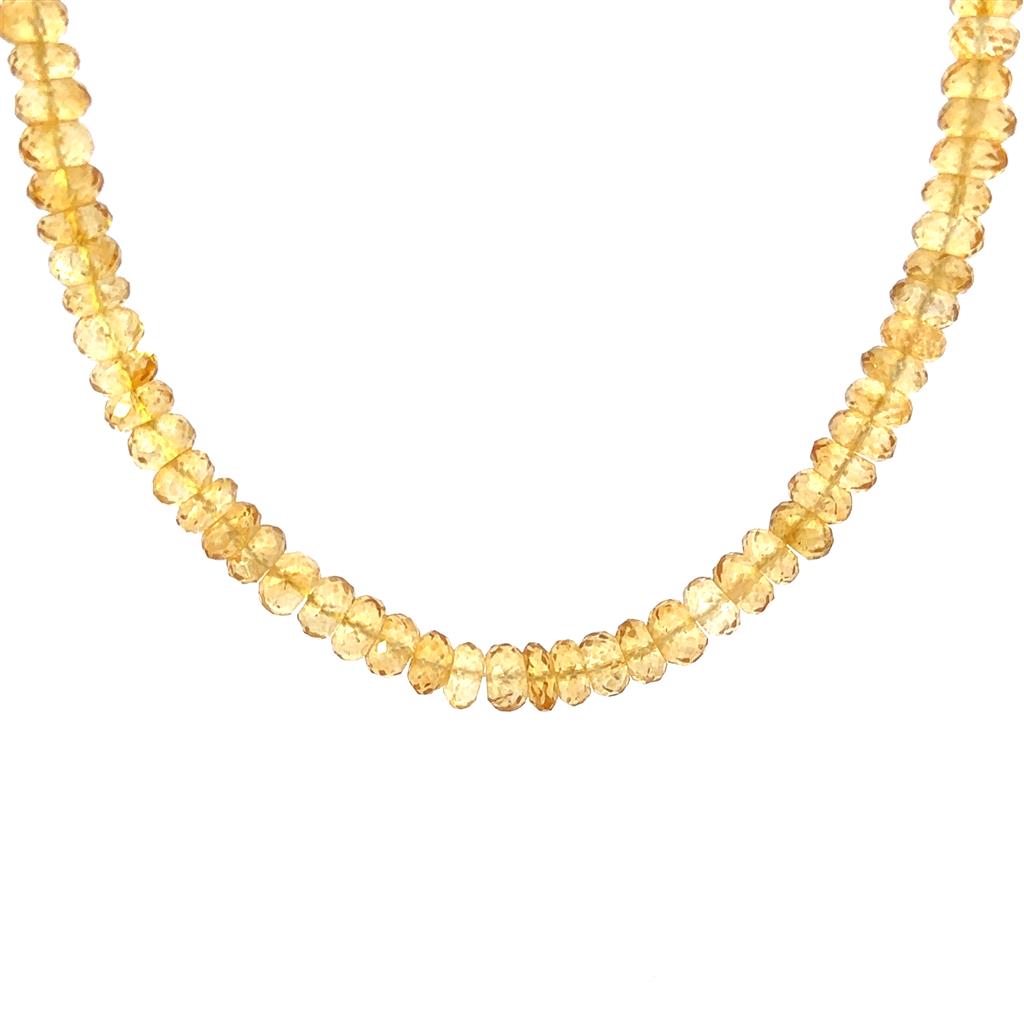 Yellow Citrine Bead Necklace With a Gold Filled Clasp 18" Long