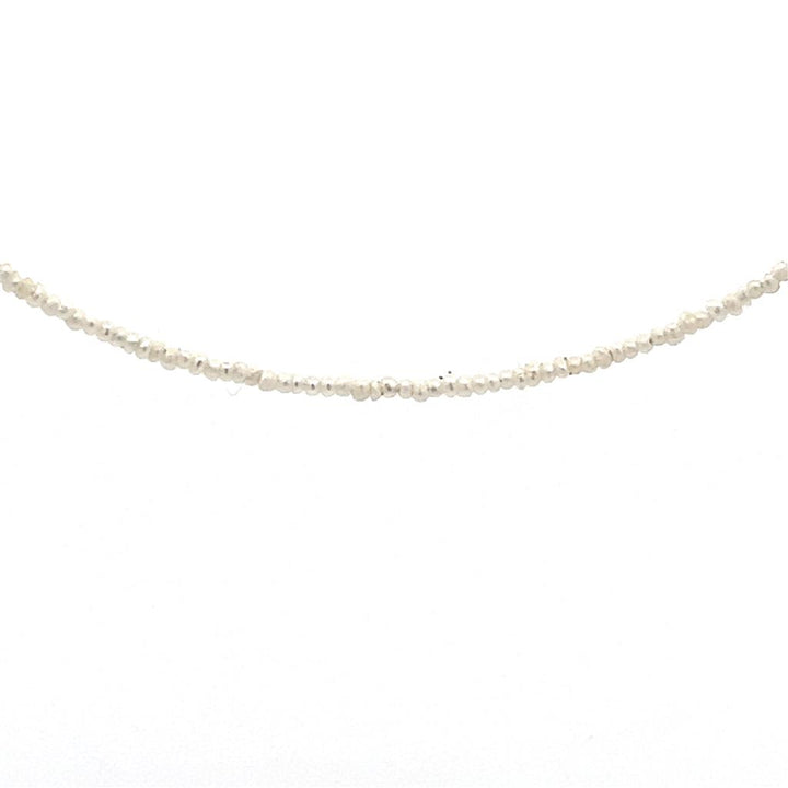 Single Strand Pearl Strand Necklace Strung on 14 Karat Gold 16" Long with White AKC Seed Akoya Pearl