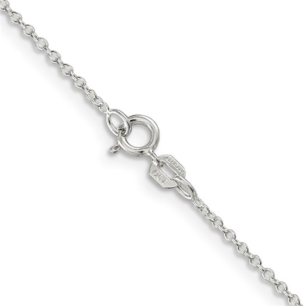 White Sterling Silver 1.1 MM Cable Chain 16" Long