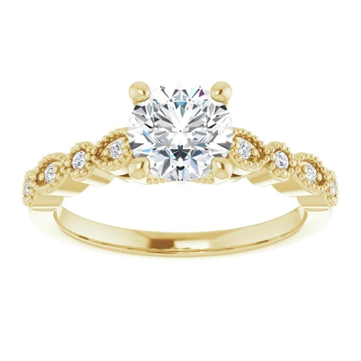 Solitare Accent Style Diamond Engagement Ring 14 Karat Gold Yellow 
(Center Stone Not Included)