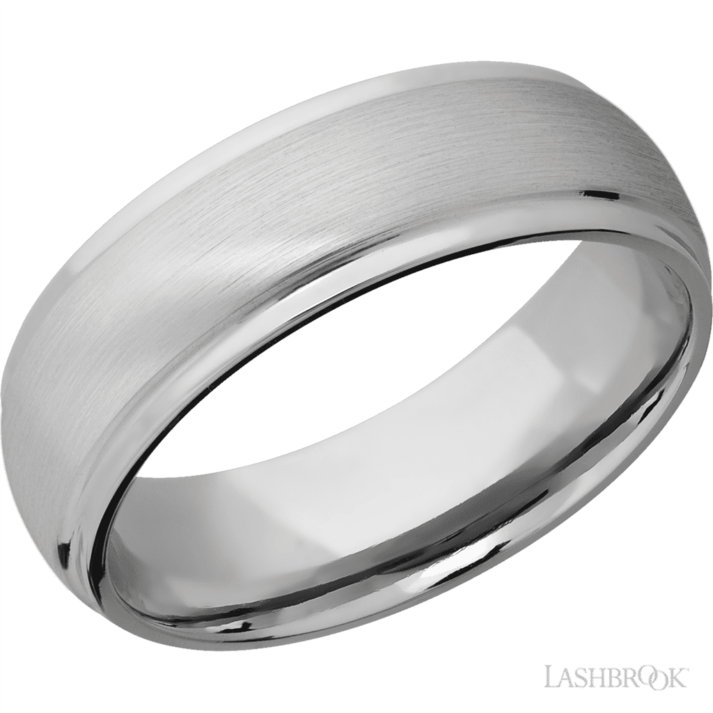 Straight Inlay Style Wedding Band Platinum White 7mm wide size 10