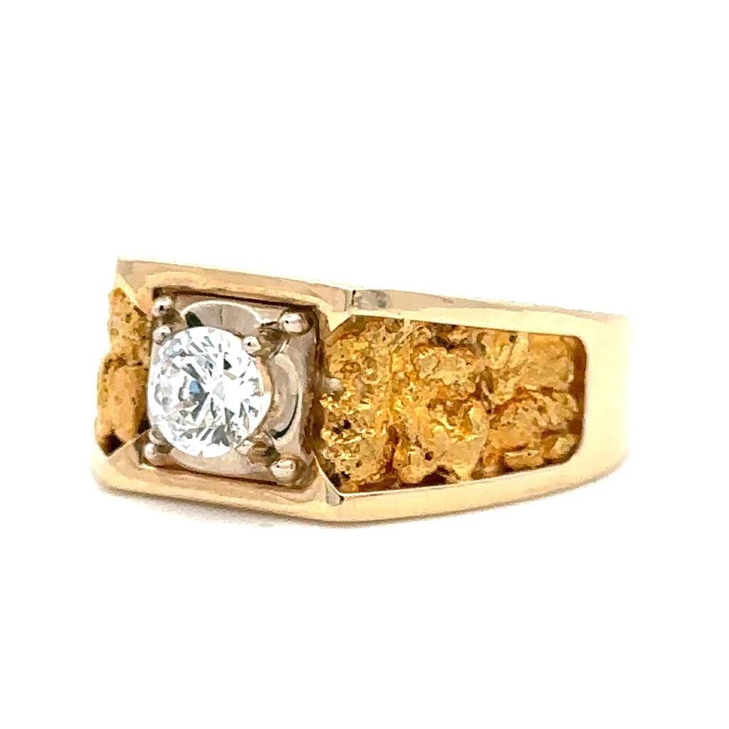Signet Style Ring Men's 14 KT Yellow with Cubic Zirconia size 10.5