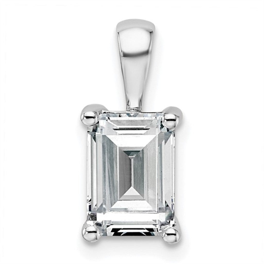 Drop Pendant Diamond Lab Grown 14 Karat White with Emerald F/G Lab Diamond