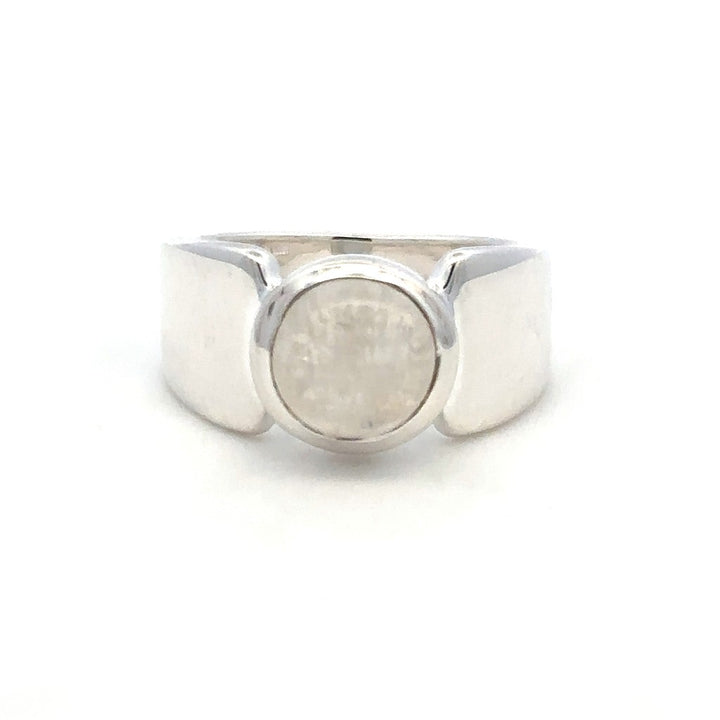 Signet Style Rings Silver with Stones Sterling Silver White with Moonstone size 7