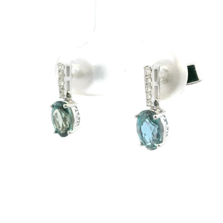 Earrings Dangles Gold Or Platinum Colored Stone Stud Drops 14 Karat White With 1.17ctw Alexandrite Labs 0.06 ctw & Diamonds
