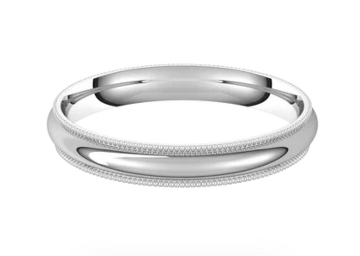Straight Solid Style Wedding Band 14 KT White 3mm wide size 9.5