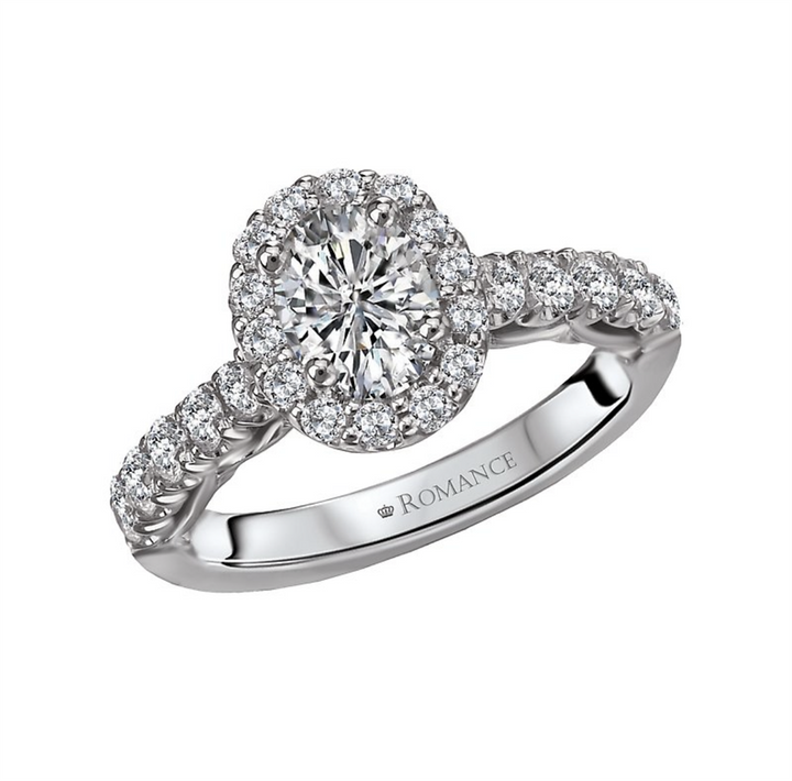 Halo Style Diamond Engagement Ring Sterling Silver White 
(Center Stone Not Included)