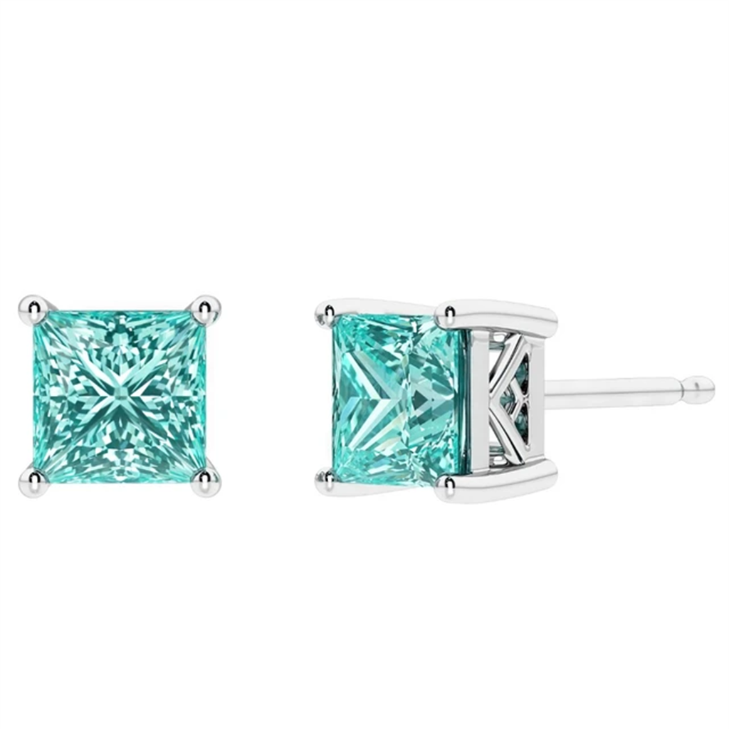 Sterling Silver Post Earrings With Colored Stone