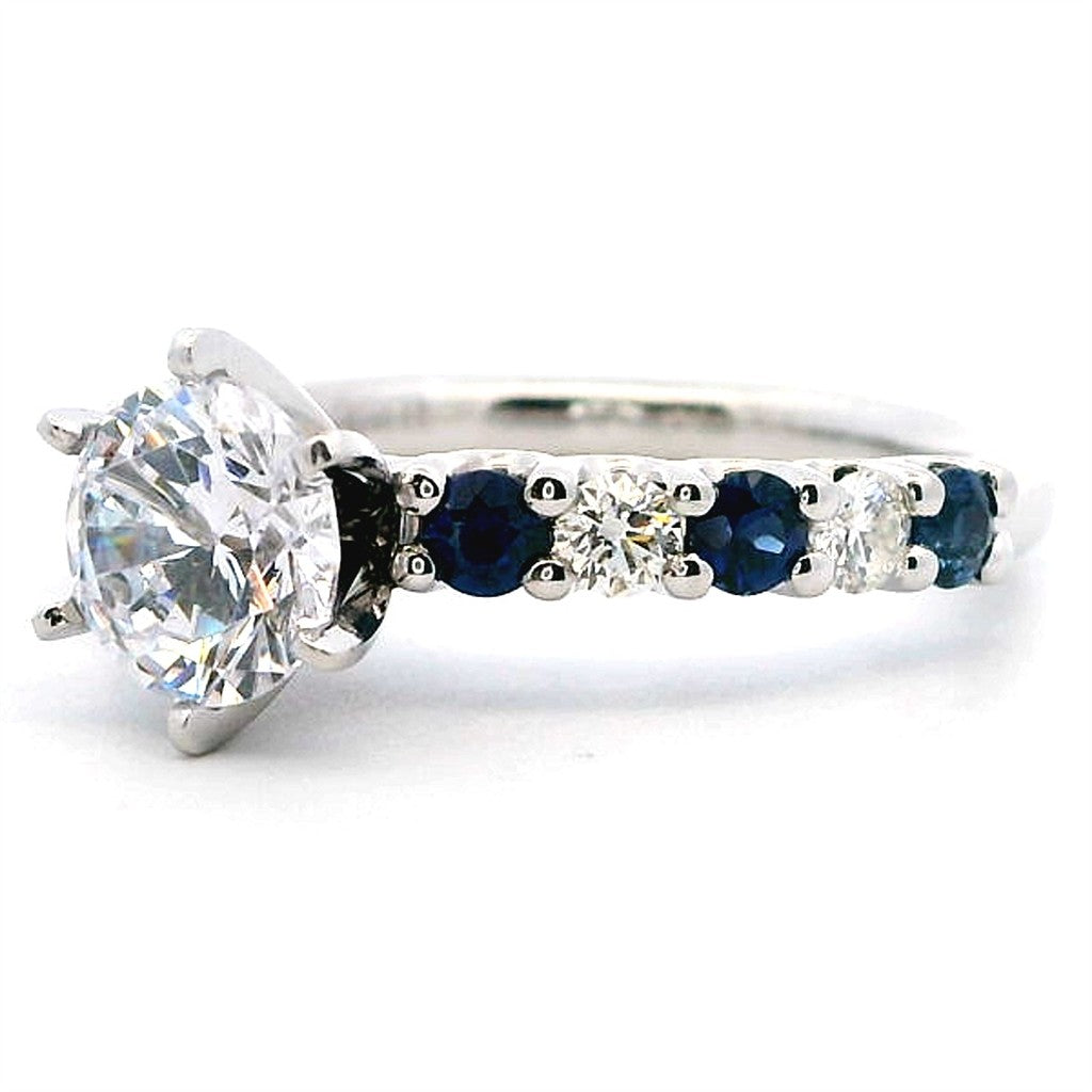 Solitare Accent Style Diamond Engagement Ring Platinum White 
(Center Stone Not Included)