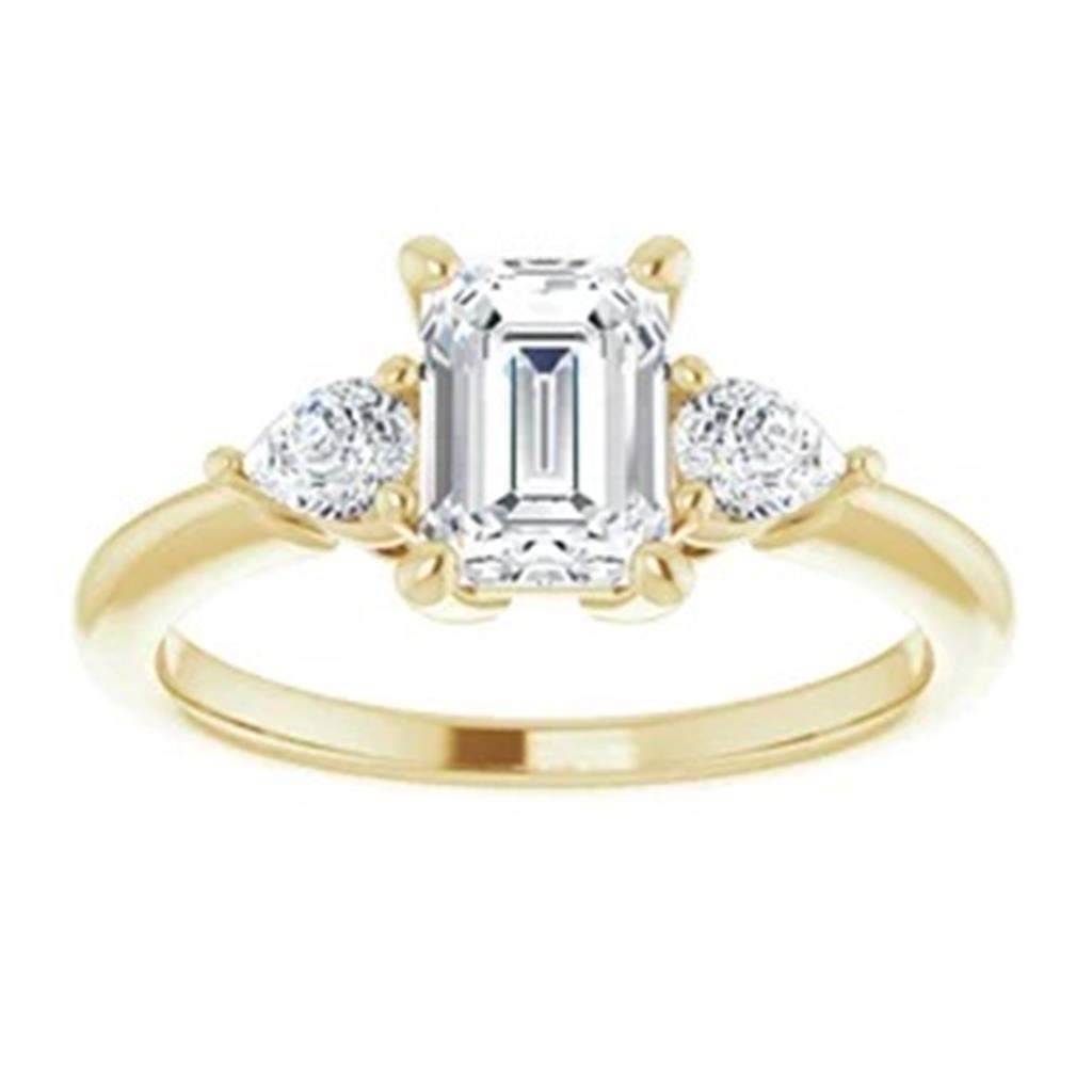 Three Stone Style Diamond Engagement Ring 14 Karat Gold White 
(Center Stone Not Included)