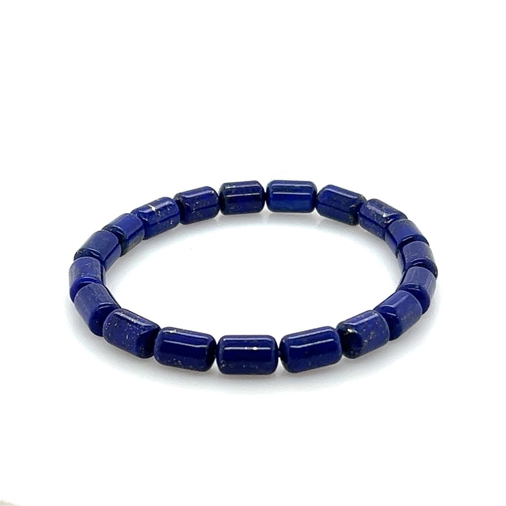 Stretch Style Gemstone Bead Bracelet Elastic with Blue Lapis Lazula 7.5"