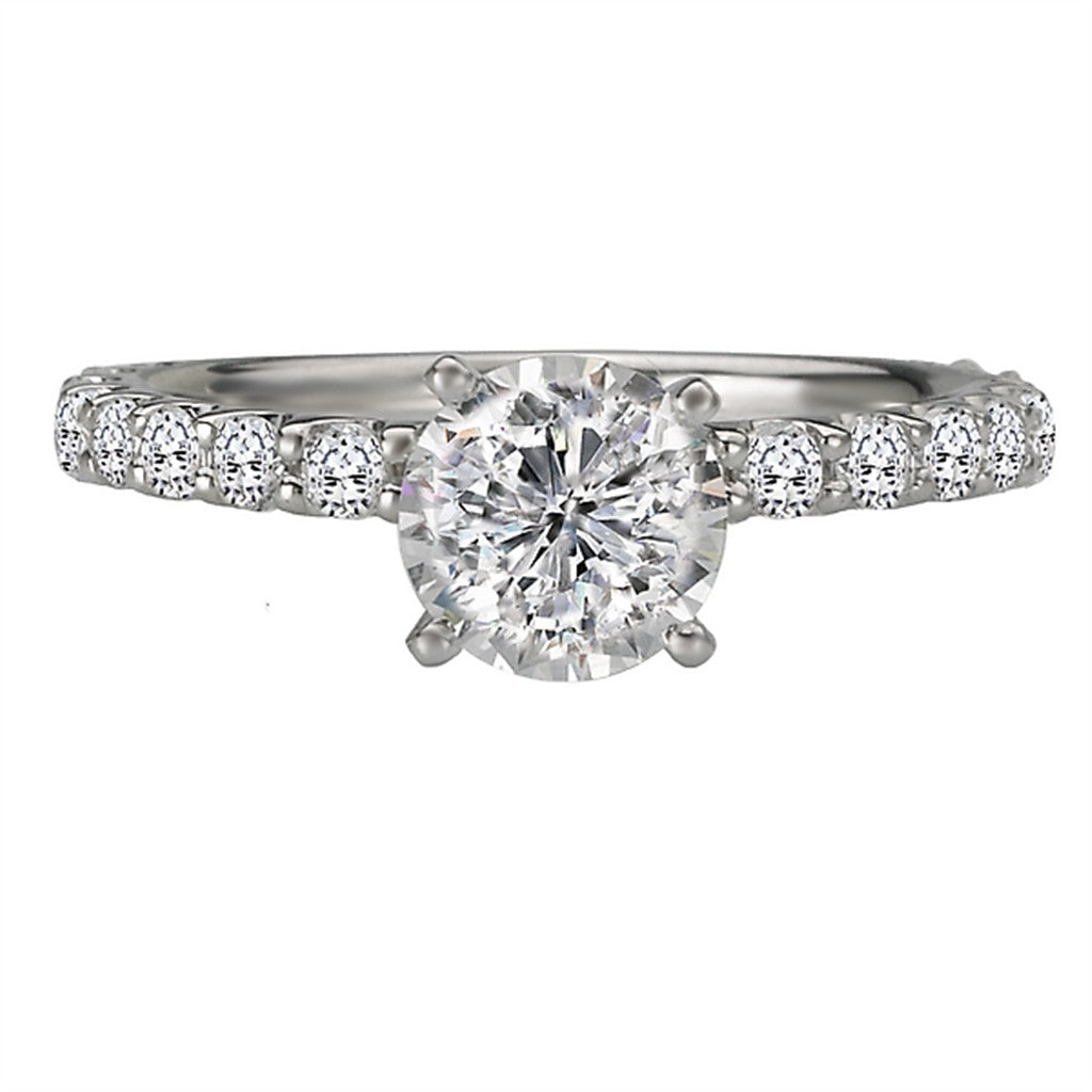 Solitare Accent Style Diamond Engagement Ring Sterling Silver White 
(Center Stone Not Included)