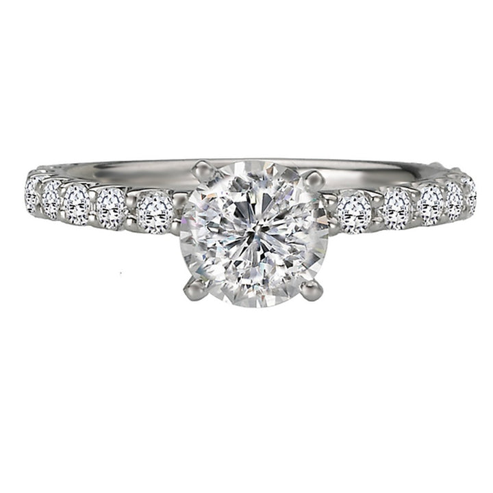 Solitare Accent Style Diamond Engagement Ring Sterling Silver White 
(Center Stone Not Included)