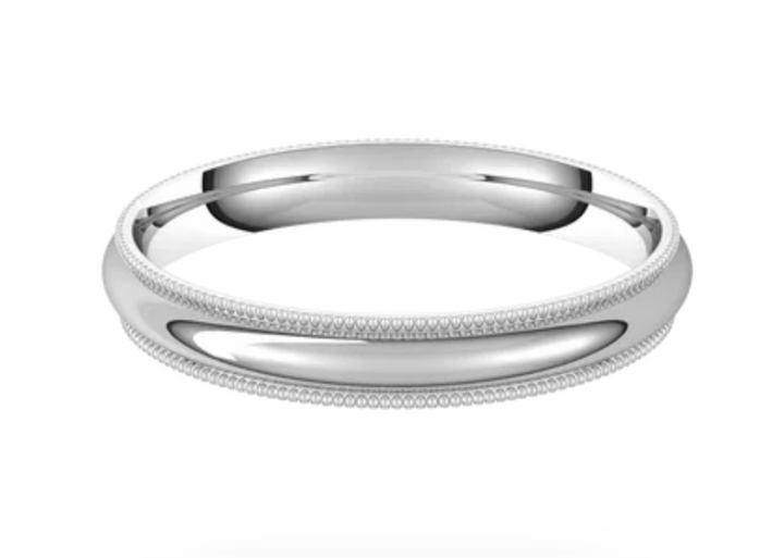 Straight Solid Style Wedding Band 14 Karat Gold White 3mm wide size 9.5