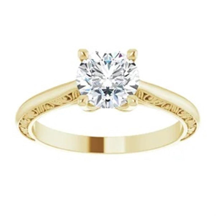 Solitare Style Diamond Engagement Ring 14 Karat Gold Yellow 
(Center Stone Not Included)