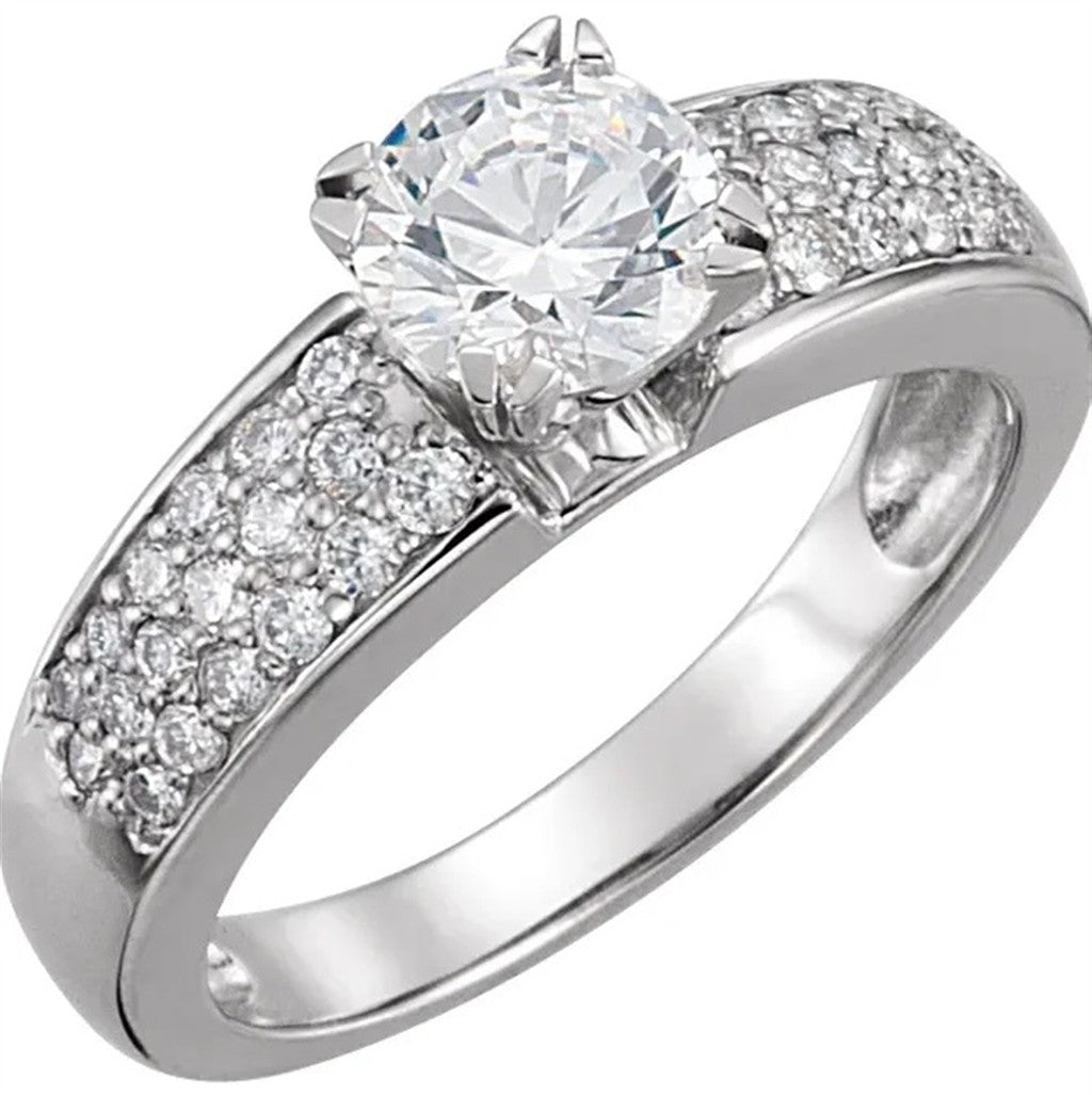 Contemporary Style Diamond Engagement Ring14 Karat Gold Yellow