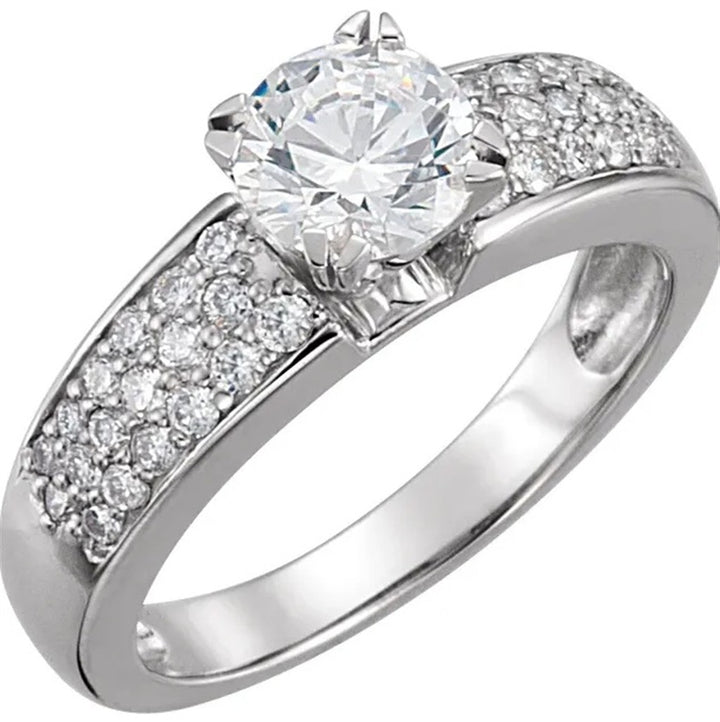 Contemporary Style Diamond Engagement Ring14 Karat Gold Yellow