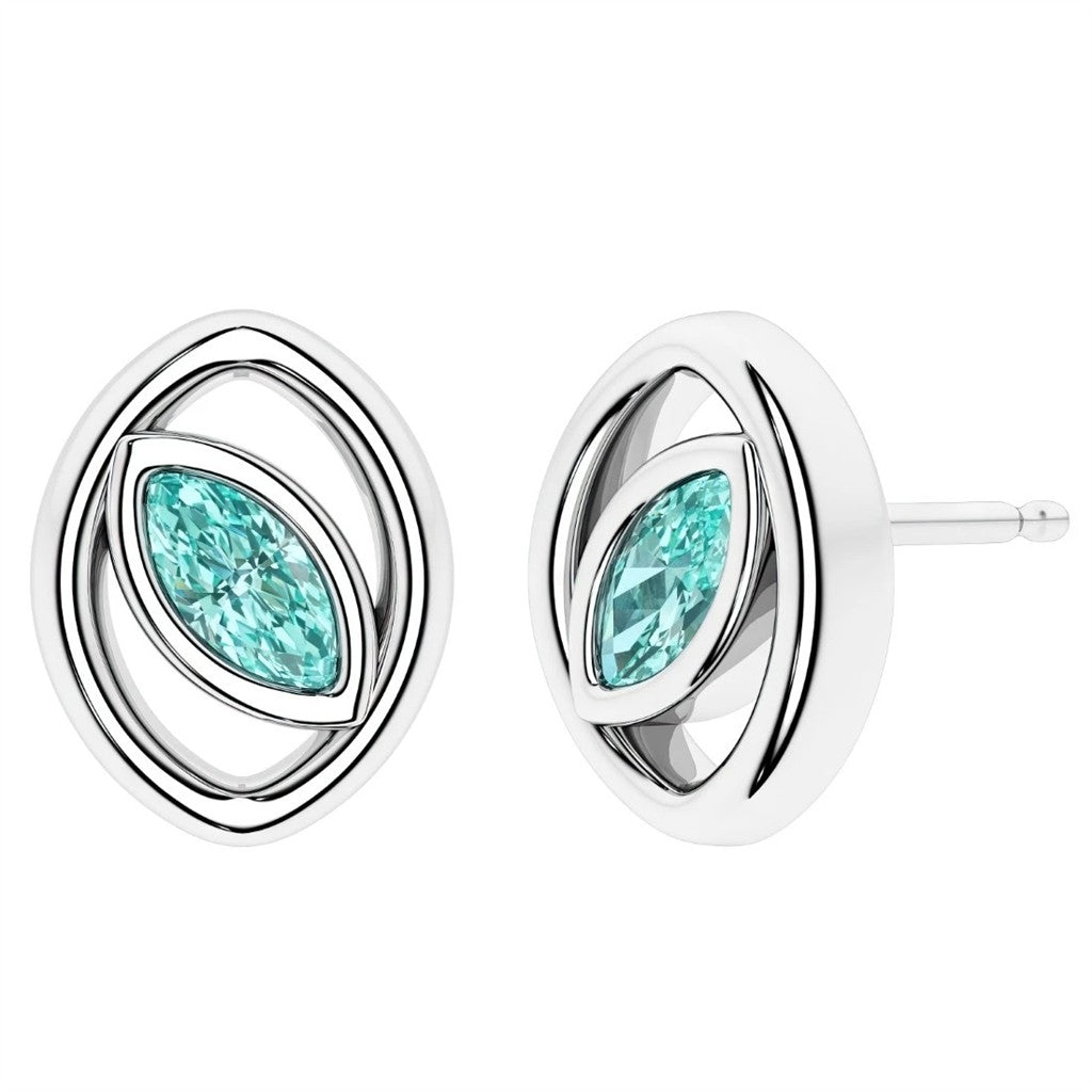 Sterling Silver Post Earrings With Colored Stone