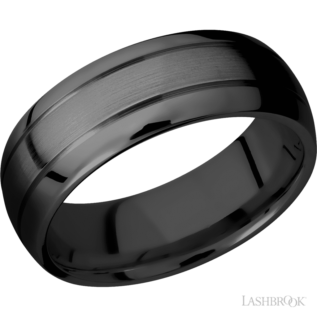 Black Zirconium Alternative Metal Ring 8mm wide Size 10