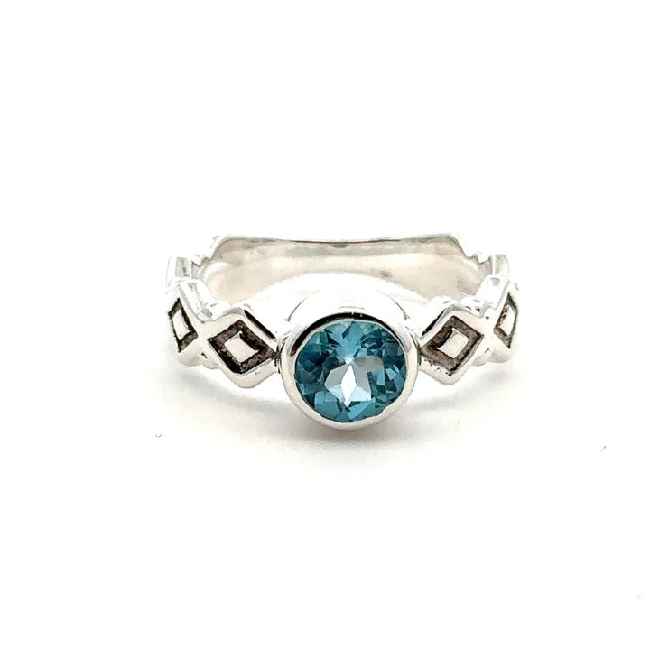 Antique Style Rings Silver with Stones .925 White with Topaz size 7