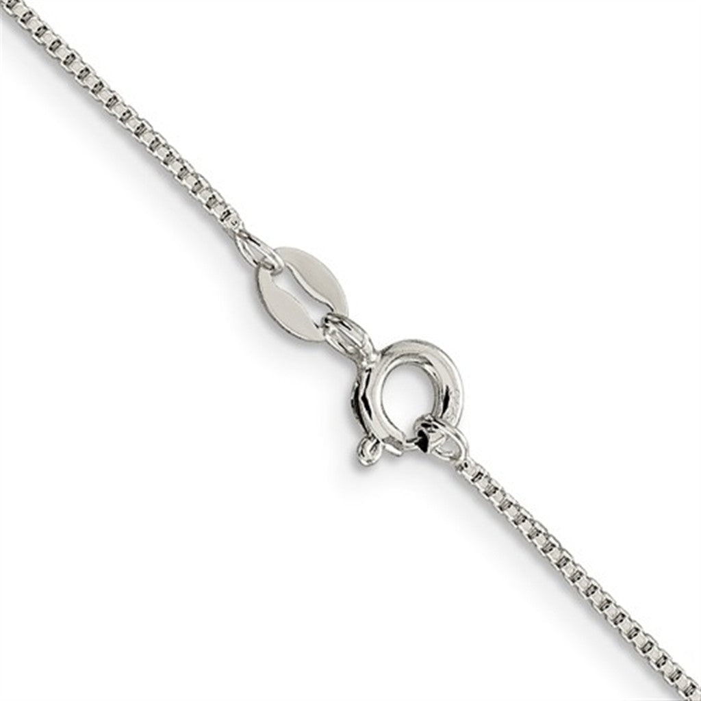 White Sterling Silver 1 MM Box Chain 18" Long