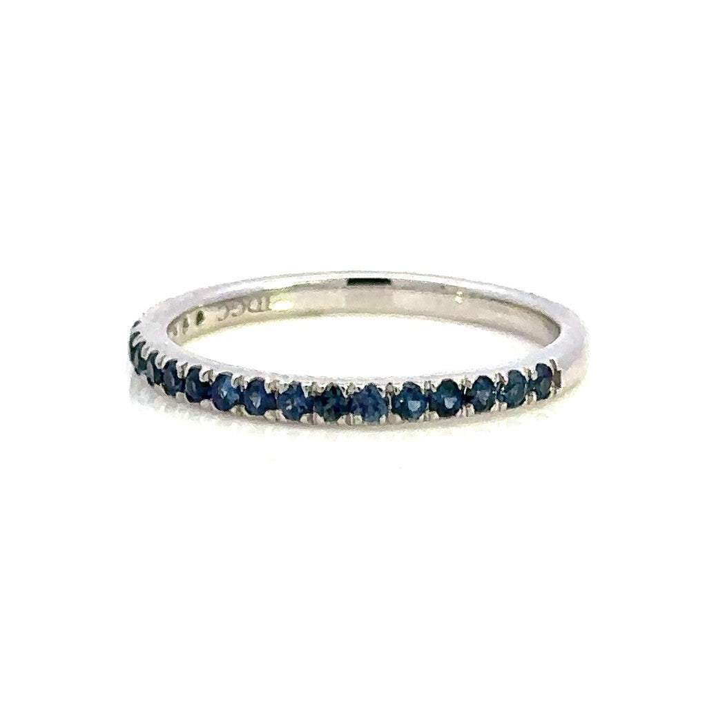 1/2 Anniversary Style Colored Stone Wedding Band 14 Karat Gold White with Sapphires size 6