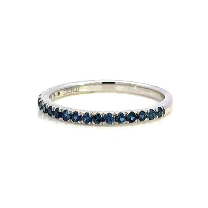 1/2 Anniversary Style Colored Stone Wedding Band 14 Karat Gold White with Sapphires size 6