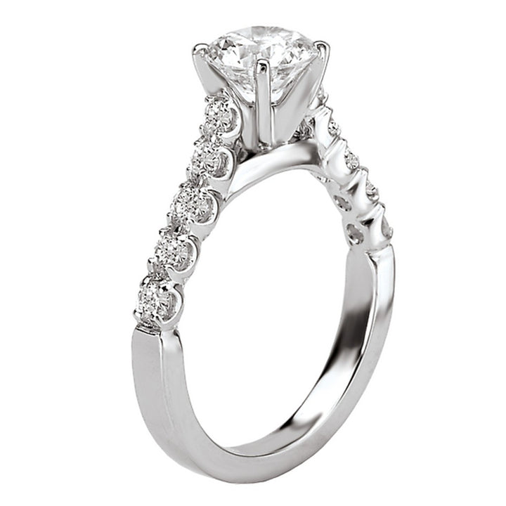 Solitare Accent Style Diamond Engagement Ring Sterling Silver White 
(Center Stone Not Included)