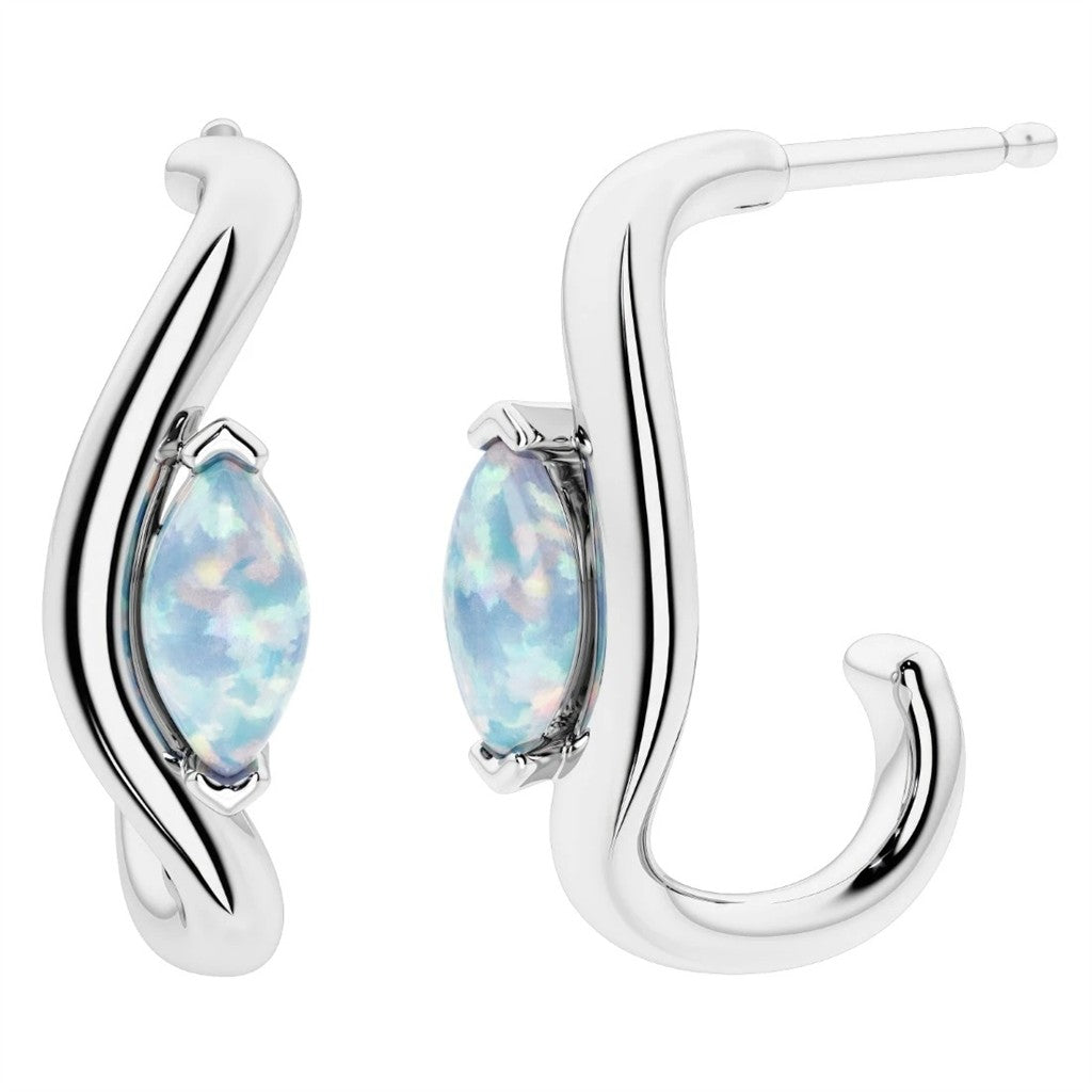 Sterling Silver Post Earrings With Colored Stone