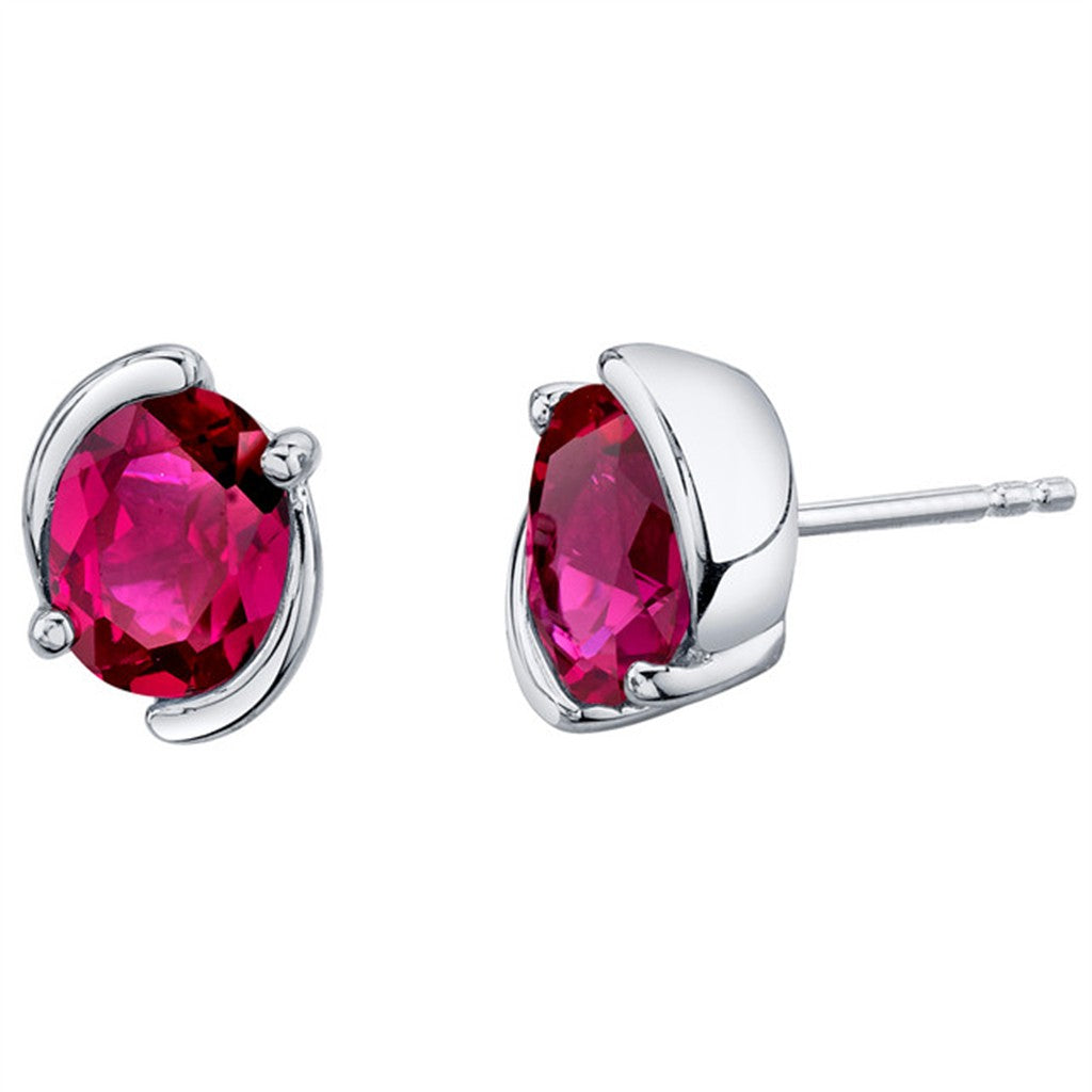 Sterling Silver Post Earrings With Colored Stone