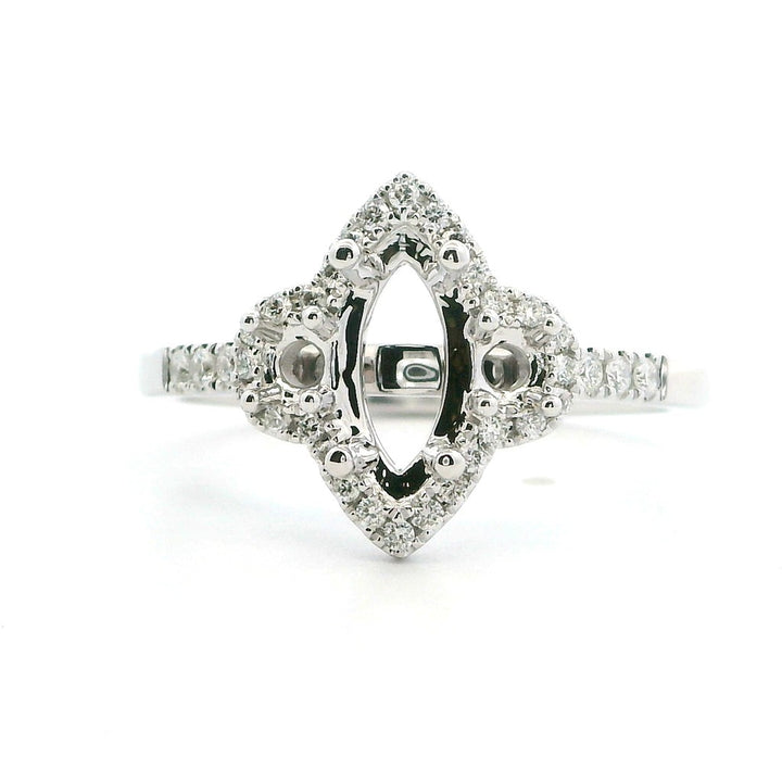Halo Style Diamond Engagement Ring Sterling Silver White 
(Center Stone Not Included)