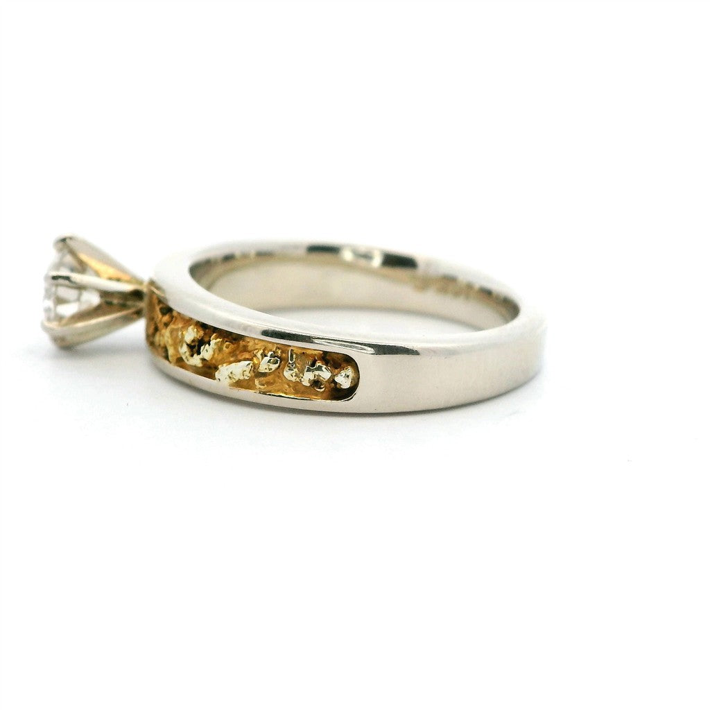 Gold Nugget Style Diamond Engagement Ring14 Karat Gold White