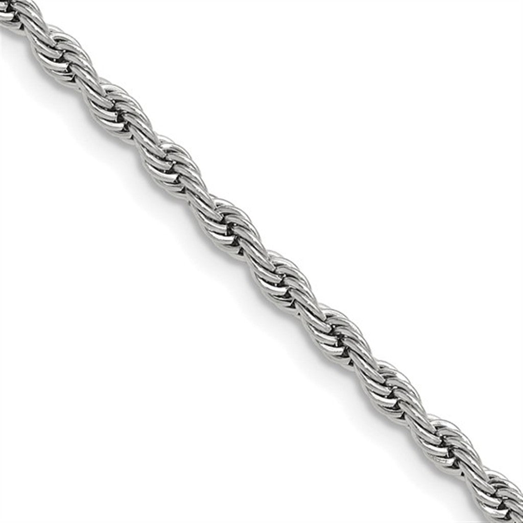 Silver Stainless Steel Rope Link Chain 3MM Wide 24" Long