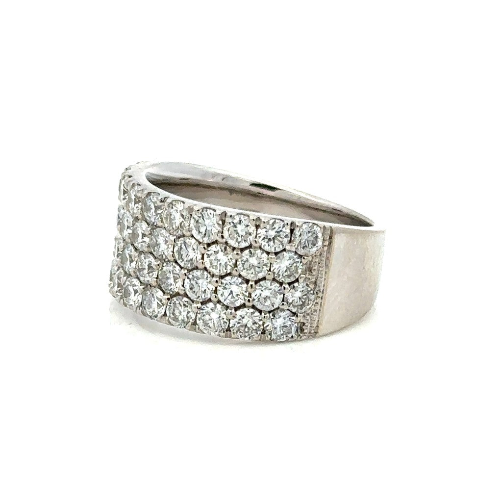 Cigar Band Style Fashion Ring 18 Karat Gold White with Diamonds size 6.75
