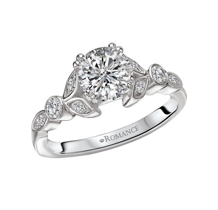 Solitare Accent Style Diamond Engagement Ring Sterling Silver White 
(Center Stone Not Included)